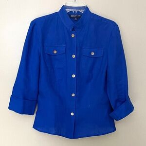 Jones New York Blue Linen Jacket size M